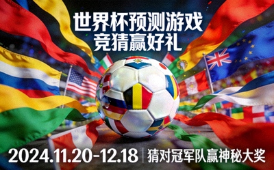 世界杯预测游戏活动海报 - 足球与各国国旗元素融合